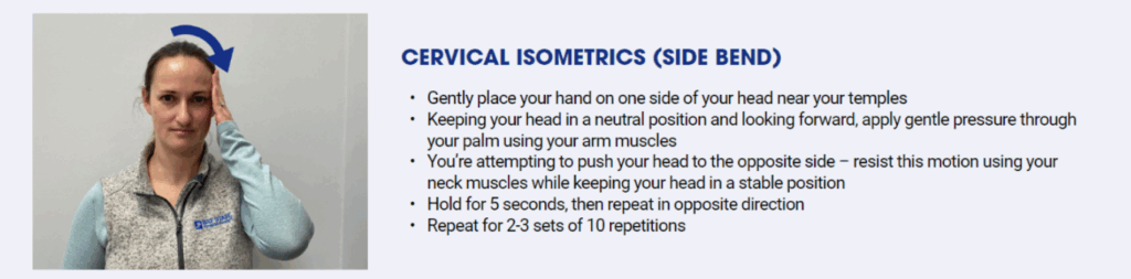Cervical isometrics- side bend