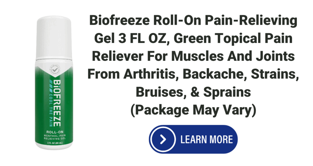 Biofreeze Roll-On Pain-Relieving Gel 3 FL OZ, Green Topical Pain Reliever For Muscles And Joints From Arthritis, Backache, Strains, Bruises, & Sprains (Package May Vary)